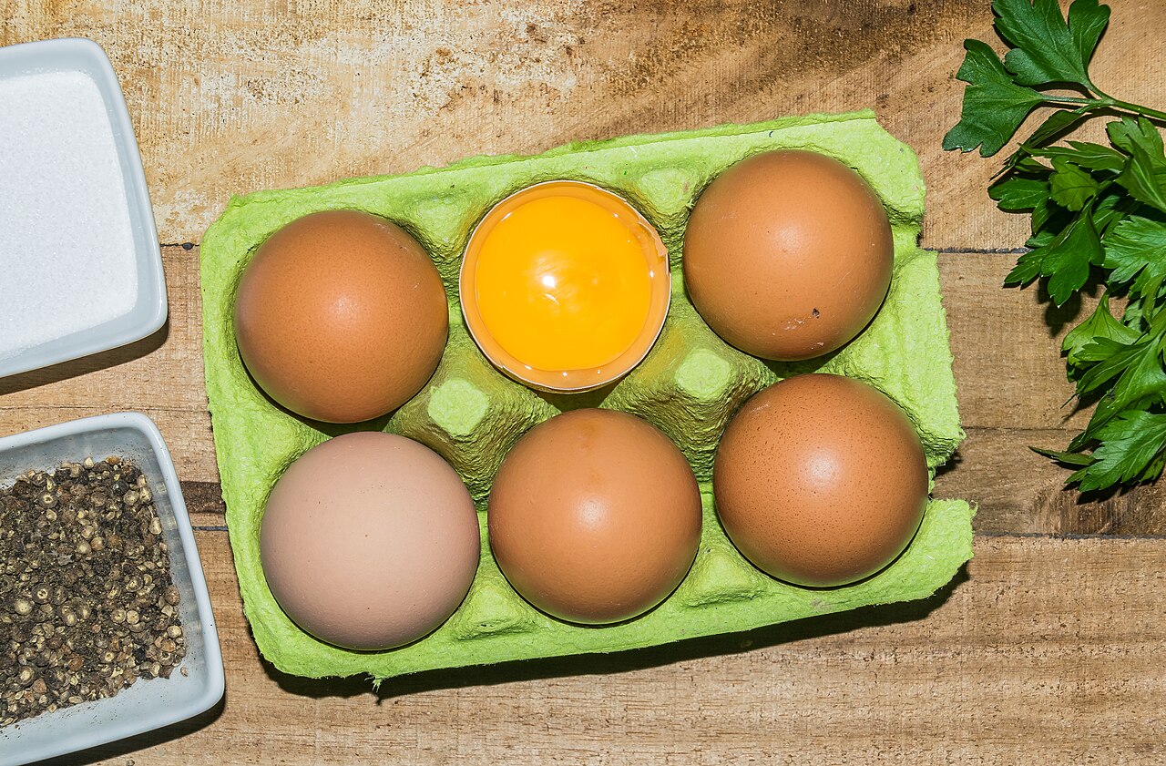 Cartons of chicken eggs